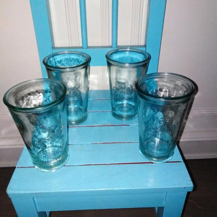 Jamie Oliver waterglazen lichtgroen 4 stuks, Huis en Inrichting, Keuken | Servies, Gebruikt, Glas of Glazen, Overige stijlen, Glas