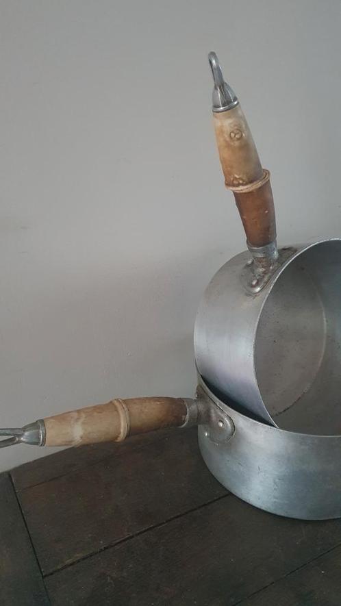 Leuke set zinken pannen  *brocante*vintage*sleets, Antiek en Kunst, Curiosa en Brocante, Ophalen of Verzenden