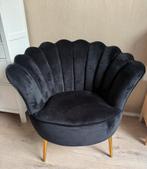 Zwarte velvet schelp fauteuil, Ophalen, Zo goed als nieuw, 75 tot 100 cm, 50 tot 75 cm
