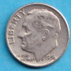 (KE151) USA 10 cents 1956, Postzegels en Munten, Munten | Amerika, Losse munt, Noord-Amerika, Zilver, Verzenden