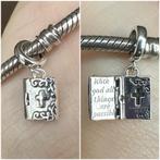 Zilveren inklapbare bijbel hanger met tekst. Nieuw, gemerkt, Overige merken, Verzenden, Nieuw, 1 bedel