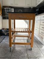 Bamboo keukentrolley met zwarte marmer werkblad, Ophalen, Zo goed als nieuw