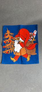 Vintage scandinavisch linnen servet kerstman Santa Tomte Jul, Ophalen of Verzenden