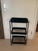Zwarte metalen trolley met 3 lagen, Huis en Inrichting, Ophalen, Gebruikt, Overige typen, Minder dan 100 cm