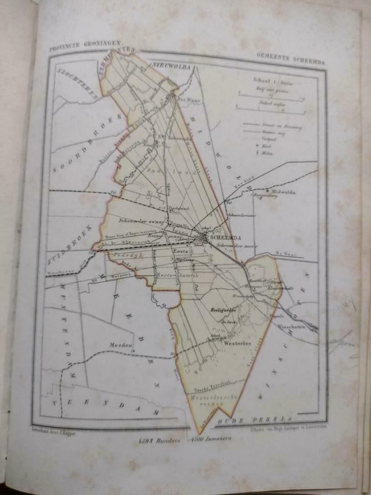 41 / Scheemda  / Heiligerlee  Litho 1876  Kuyper GRO, Antiek en Kunst, Kunst | Litho's en Zeefdrukken, Ophalen of Verzenden