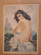 Litho 1940 van Yves Diey pinup naakt, Ophalen of Verzenden
