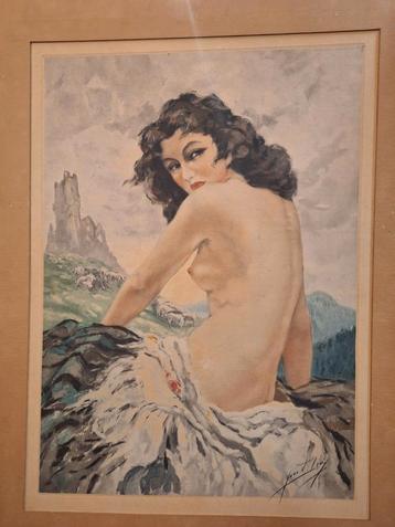 Litho 1940 van Yves Diey pinup naakt beschikbaar voor biedingen