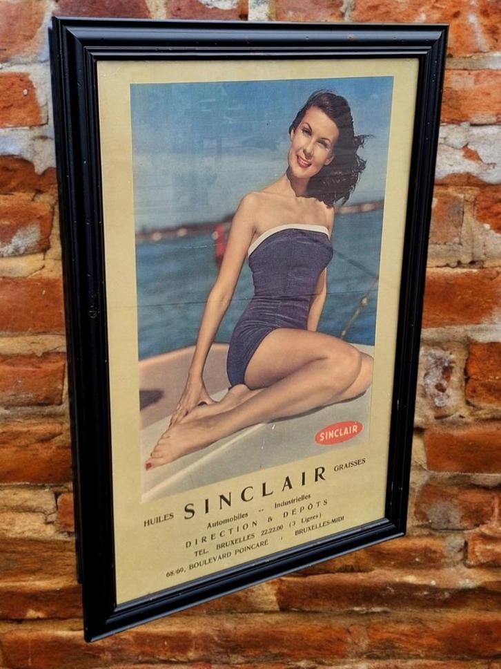Originele vintage pin-up reclame poster van Sinclair olie️️⛽, Verzamelen, Posters, Gebruikt, Reclame, A1 t/m A3, Rechthoekig Staand