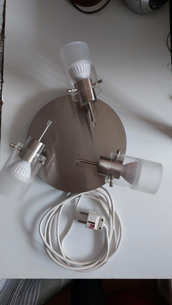 Moderne Plafondlamp met 3 Spots, Huis en Inrichting, Lampen | Plafondlampen, Zo goed als nieuw, Glas, Metaal, Ophalen of Verzenden