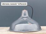 Blauw/zwarte oude emaille lamp afmeting H28 D40, Ophalen of Verzenden, Gebruikt, Metaal, Stoer, vintage , oud , robuust, emaille, brocante
