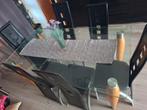 Glazen eettafel met 6 stoelen + gratis plastic tafelhoes, Huis en Inrichting, Ophalen, Zo goed als nieuw, 4 tot 6 stoelen