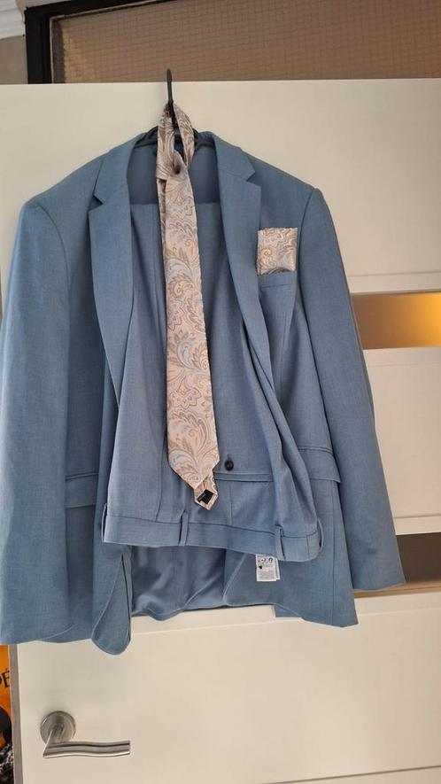 WE Heren Casual slim fit pak kostuum Blauwgrijs maat Xl/54, Kleding | Heren, Kostuums en Colberts, Zo goed als nieuw, Maat 52/54 (L)
