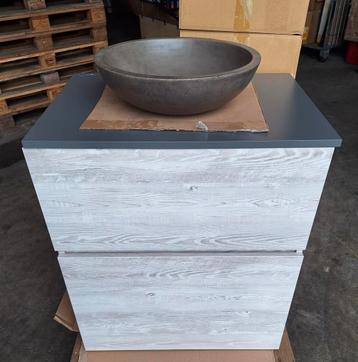 Badkamermeubel 70x50x79 cm grijs eiken beschikbaar voor biedingen