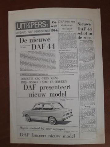Daf 44 commentaren uit de pers , introductie 1966 beschikbaar voor biedingen
