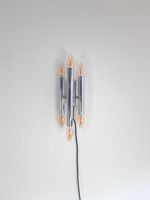 Wandlamp in de stijl van Gaetano Sciolari, Wandlamp chroom, Huis en Inrichting, Lampen | Wandlampen, Gebruikt, Metaal, Verzenden