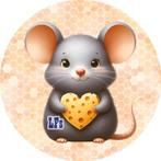 L280 ouwel muisje kaas 20x4,7cm eetbare cupcake rondjes, Ophalen of Verzenden, Nieuw, Cupcakes, Versiering