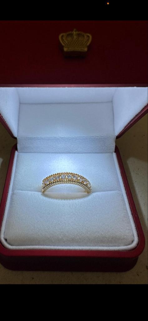 Elegante gouden ring met strass, Sieraden, Tassen en Uiterlijk, Ringen, Zo goed als nieuw, Dame, 17 tot 18, Goud, Met edelsteen