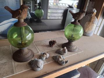 Tuinaccessoires – beeld dame, glazen decoratie met vogels, k beschikbaar voor biedingen