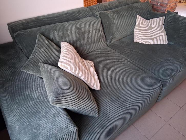 Grote ribstof bank zgan, Huis en Inrichting, Banken | Bankstellen, Zo goed als nieuw, Vierpersoons of meer, Ophalen