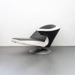 1x Leolux Parabolica Fauteuil Rechts Grijs/Wit Leer - Alu, Huis en Inrichting, Fauteuils, 125 tot 150 cm, Ophalen of Verzenden