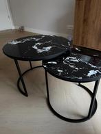 Ronde salontafel | glazentafelblad in marmerlook, Ophalen, Overige materialen, 50 tot 100 cm, Rond