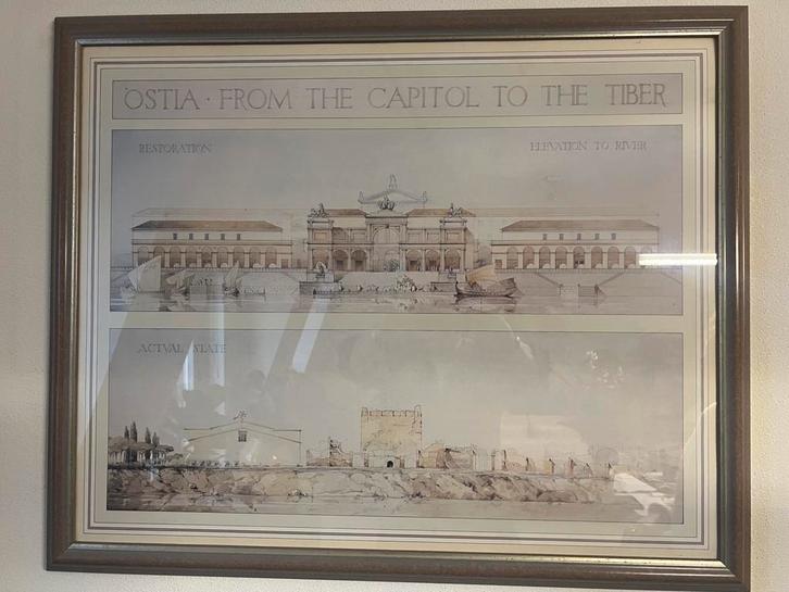 Schilderij van het oude Ostia bij Rome, Antiek en Kunst, Kunst | Schilderijen | Klassiek, Ophalen