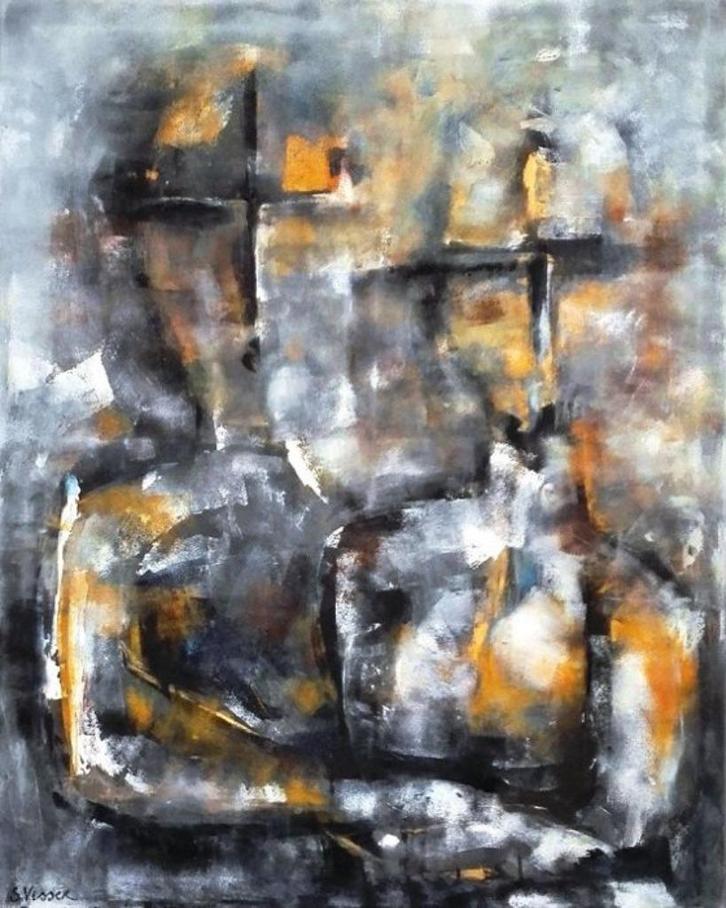 " Holding on to you " Acrylschilderij van Suzanne Visser, Antiek en Kunst, Kunst | Schilderijen | Abstract, Ophalen of Verzenden