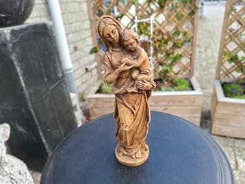 antiek beeld kleur bruin maria met christus in haar handen beschikbaar voor biedingen
