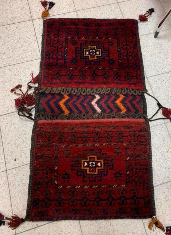 Perzisch Zadeltas Antiek Turkmeens Tapijt nomadisch zitkusse, Antiek en Kunst, Antiek | Kleden en Textiel, Ophalen of Verzenden