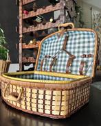 Picknickmand rotan & geruit vintage, Ophalen of Verzenden