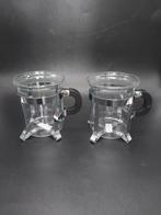 2 Bodum theeglazen met metalen houder, Glas of Glazen, Ophalen of Verzenden, Overige stijlen, Glas