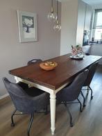 Brocante uitschuifbare eettafel Loberon, Huis en Inrichting, Ophalen, 200 cm of meer, 50 tot 100 cm, Zo goed als nieuw