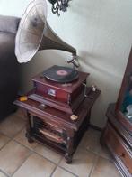 Antieke Grammofoon met Platen en Tafeltje, Antiek en Kunst, Ophalen