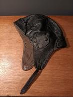 Echte oude motorpet, zwart lederen, oldtimers helm, solex, Ophalen of Verzenden