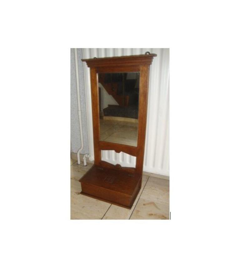 Art Deco antieke gang spiegel hout met kammenbakje 79x40x22, Antiek en Kunst, Antiek | Spiegels, Minder dan 50 cm, Minder dan 100 cm