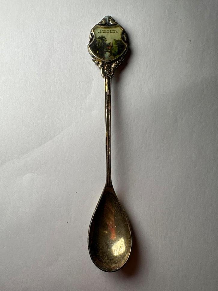 Verzilverde souvenirlepel Valkenburg, Antiek en Kunst, Antiek | Bestek, Ophalen of Verzenden