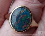 Gouden zegelring met Australische Opaal (7), Sieraden, Tassen en Uiterlijk, Ringen, Verzenden, Nieuw, Dame of Heer, Met edelsteen