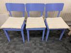 3 lila (eetkamer-) stoelen met kussens, Huis en Inrichting, Stoelen, Ophalen, Gebruikt, Overige kleuren, Drie