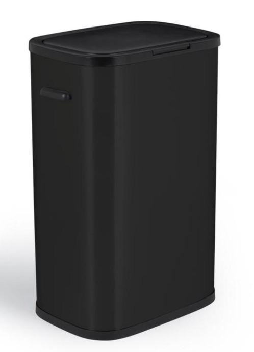 NIEUW, prullenbak 60 L, matte zwart met drukdeksel, Huis en Inrichting, Woonaccessoires | Prullenbakken, Nieuw, Kunststof, 50 tot 75 cm