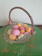Vintage glazen mandje met gekleurd hengsel Pasen, Ophalen of Verzenden