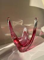 Val Saint Lambert, roze/paarse glazen sier schaal. 1960, Antiek en Kunst, Ophalen of Verzenden