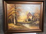 Bosgezicht met watermolen schilderij, Antiek en Kunst, Ophalen of Verzenden