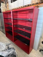 2x vintage Gispen boekenkast archiefkast stelling rood zwart, Huis en Inrichting, Kasten | Boekenkasten, Gebruikt, 150 tot 200 cm