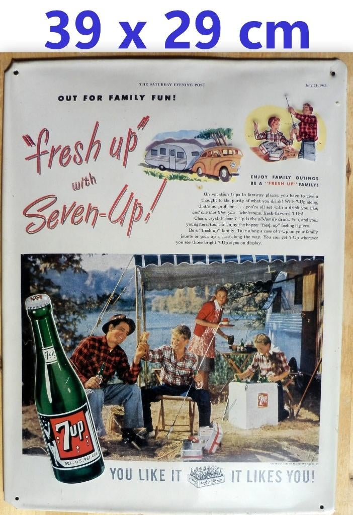 so-40 metalen reclame bord van: seven up frisdrank ( 7up), Ophalen of Verzenden, Gebruikt, Reclamebord