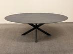 Ovale eettafel HPL grijs eiken 200x100, 100 tot 150 cm, 200 cm of meer, Ophalen of Verzenden, Zo goed als nieuw