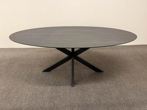 Ovale eettafel HPL grijs eiken 200x100, Huis en Inrichting, Tafels | Eettafels, Zo goed als nieuw, 100 tot 150 cm, 200 cm of meer