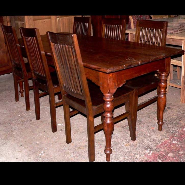 Antieke tafel 196x89 teak hout T27 landelijk geleefd * 50% *, Antiek en Kunst, Antiek | Meubels | Tafels, Ophalen of Verzenden