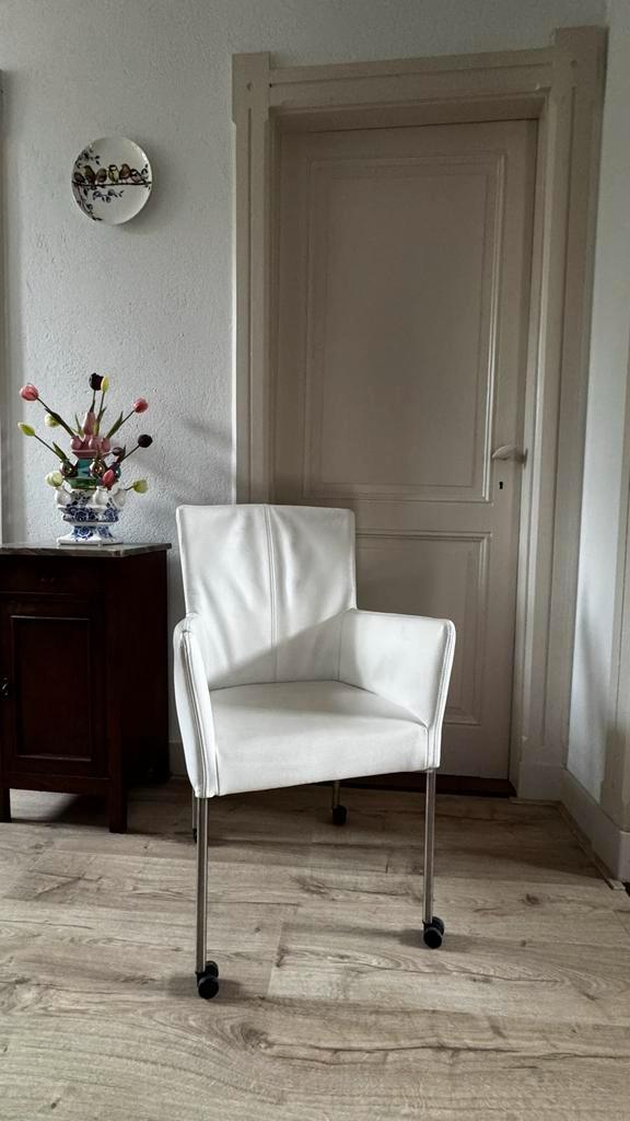 6 Leren Eetkamerstoelen met Wieltjes - Diverse Kleuren, Huis en Inrichting, Stoelen, Gebruikt, Vijf, Zes of meer stoelen, Leer