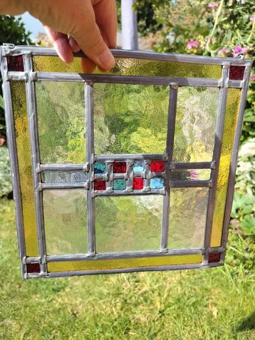 Glas in lood raam 25 x25 cm beschikbaar voor biedingen