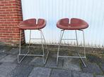 2x Moroso Fjord Barkrukken - Bruin Leder, Huis en Inrichting, Ophalen, Met voetsteun, 60 tot 90 cm, Leer